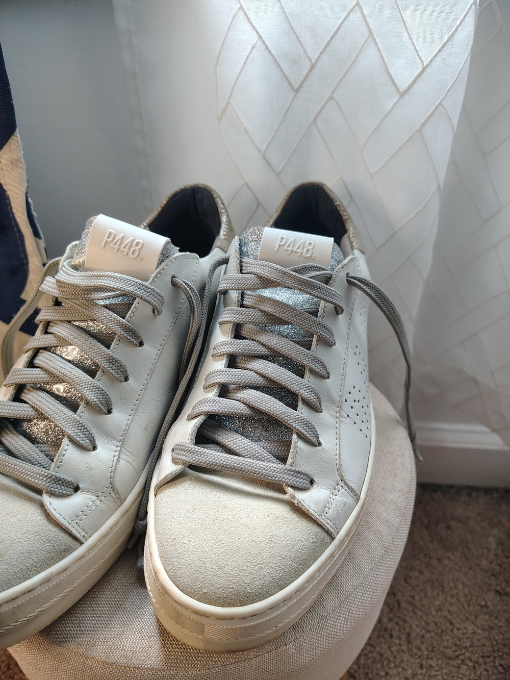 P448 Men's Grey Leather Low-Top Sneakers